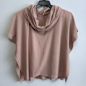 Aryeh Dusty Rose Cowl Neck Poncho Style Short Sleeve Top Medium